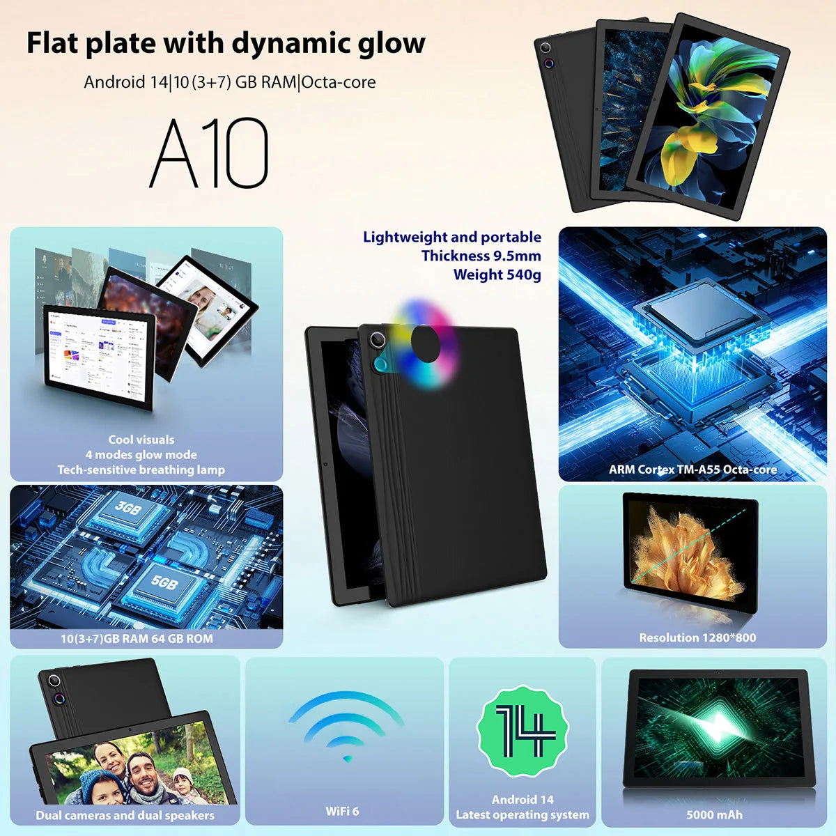 A10 Android 14 Tablet 10 Inch 10 GB RAM 64 GB ROM