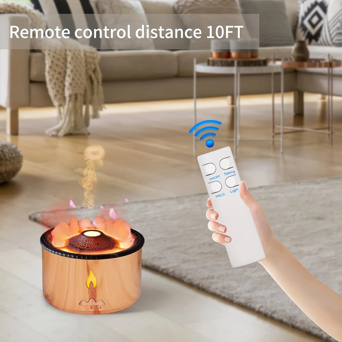 Volcano Flame Diffusers Cool Mist Humidifier for Home  Essential Oil Tray Quiet Electronics