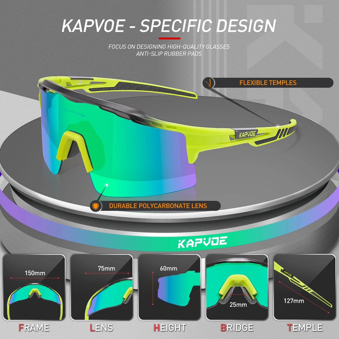 Cycling Sunglasses UV400 Cycling Glasses Polarized Built-in Myopia Frame