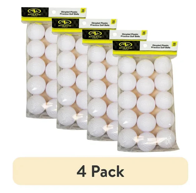 (4 Pack) 15ct White Hollow Golf Practice Balls – Indoor & Outdoor Training