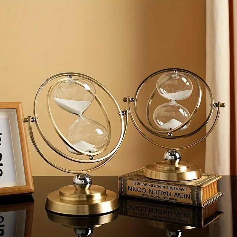 Vintage Hourglass 30 Minute Sand Clock Timer:720° Rotating Antique Design,  30 Minute Glass Sandglass for Office Desk