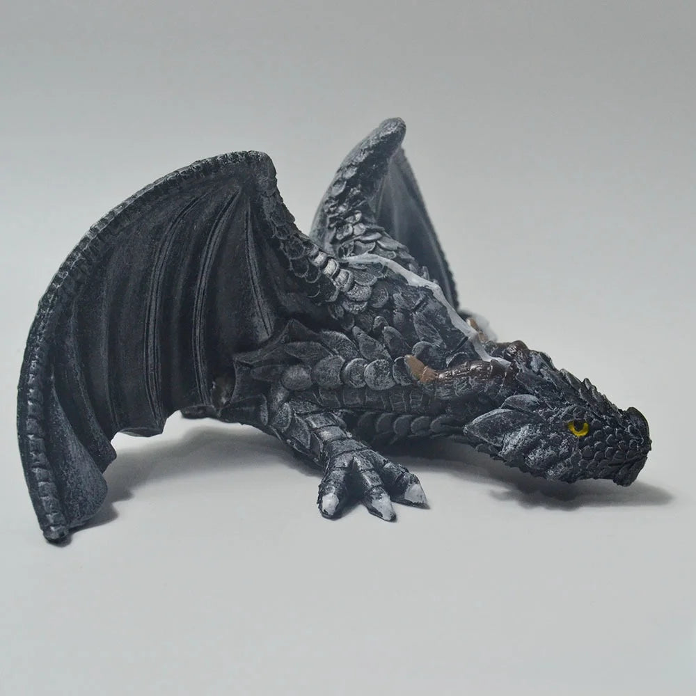 Black Dragon Resin Statue, Gothic Dragon Squat Decoration, Outdoor Garden Flower Bed Landscape