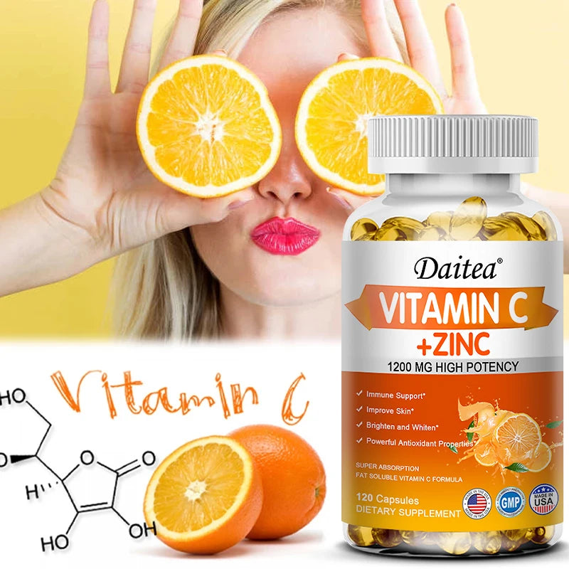Vitamin C + Zinc Capsules - Immune System Booster Antioxidant