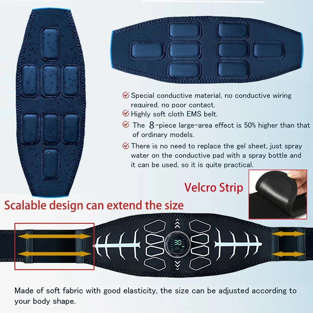 Abdominal Toning Belt Muscle Toner EMS Muscle Stimulator Abs Trainer Recharge Body Massager