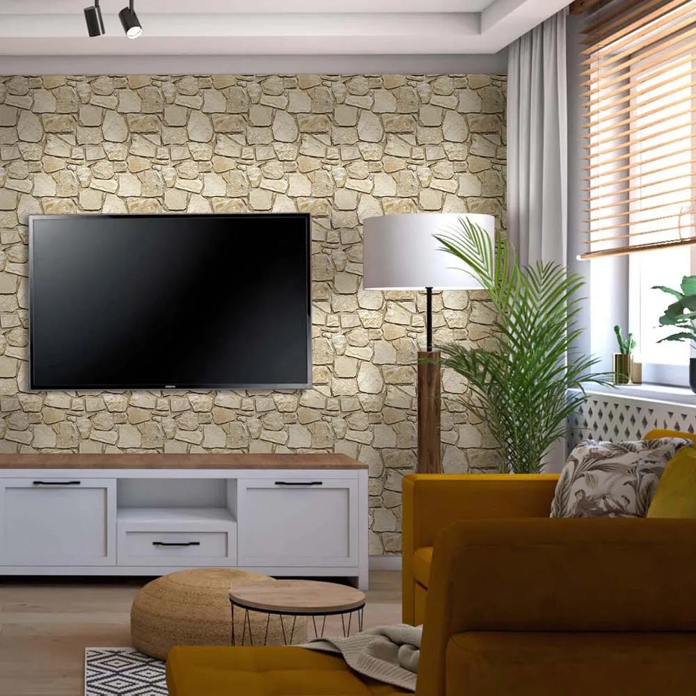 Easy to Install, 30 x 30 cm, 10 pcs, 3D PVC Faux Stone Waterproof Wall Panel, Adhesive Wallpaper, Living room, Wall Decoration
