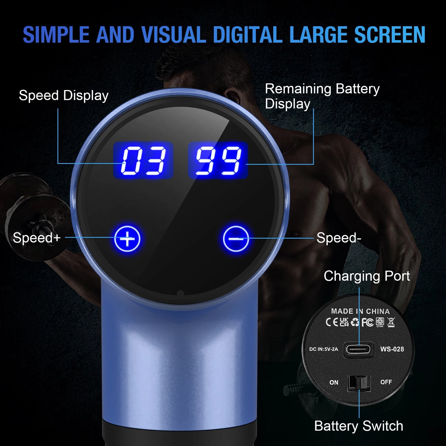 WS-028 Fascia Gun Tissue Massager 30 Speeds