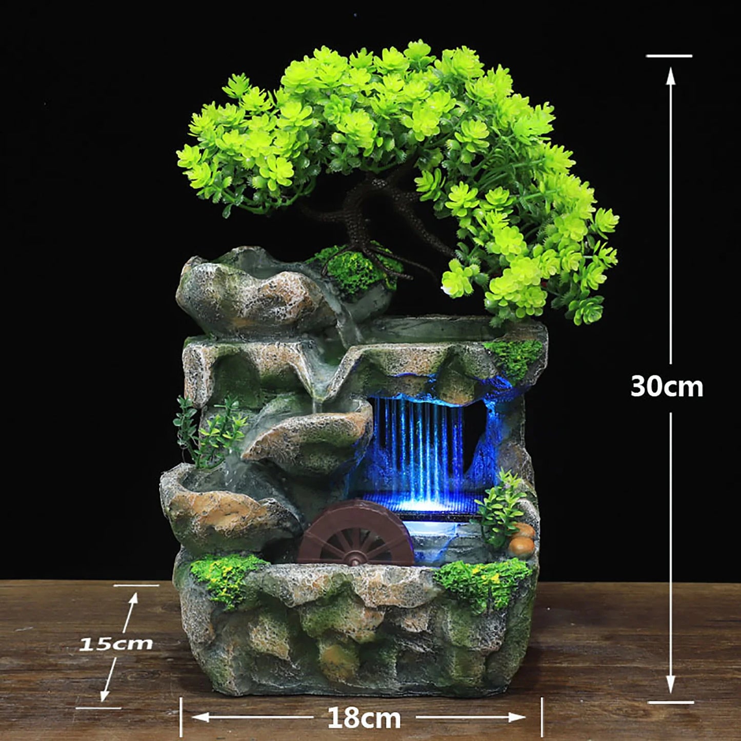 Indoor Room Fountain Waterfall Decor   Feature with Colour Changing LED Lighting Zen Meditation