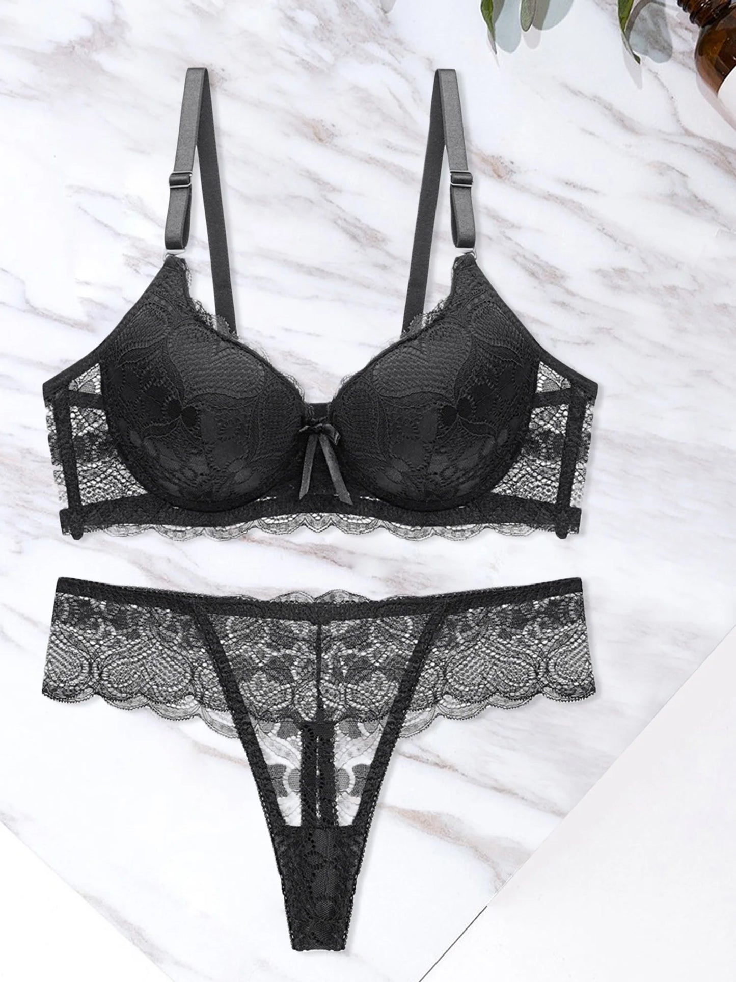 Women s Floral Lace Lingerie Set Sheer Mesh Seductive Babydoll