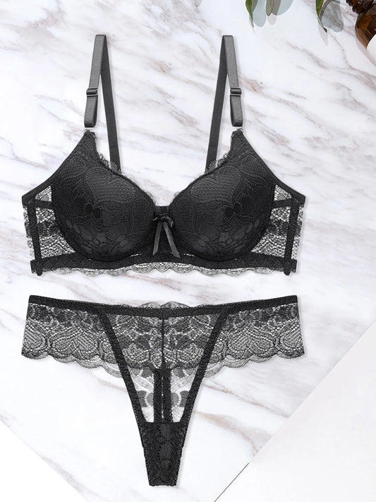 Women s Floral Lace Lingerie Set Sheer Mesh Seductive Babydoll
