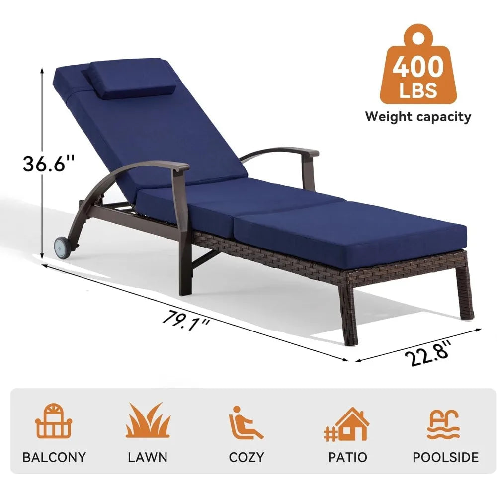 Lounge Chair Outdoor Set of 2, Outdoor Chaise Lounge
