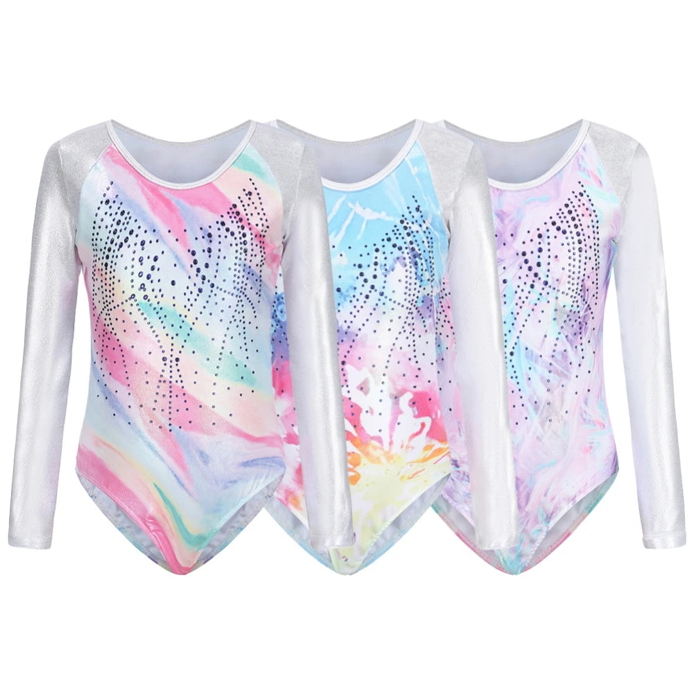 Girls' Rainbow Gradient Color Ballet Leotard