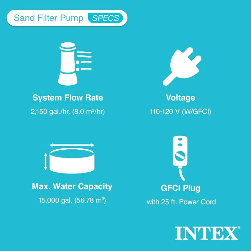 Sand Filter Pump & Saltwater System for Up to 15,000 Gal Pools, - Automatic Algae Control