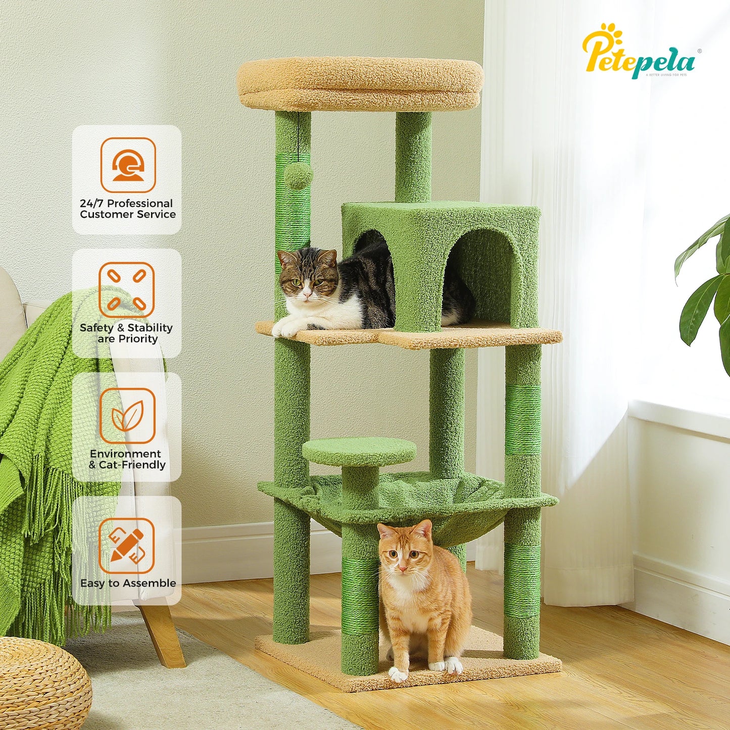 Cat Tree for Indoor Cats, 5-Level Cat Tower for Large Cats with Metal Frame