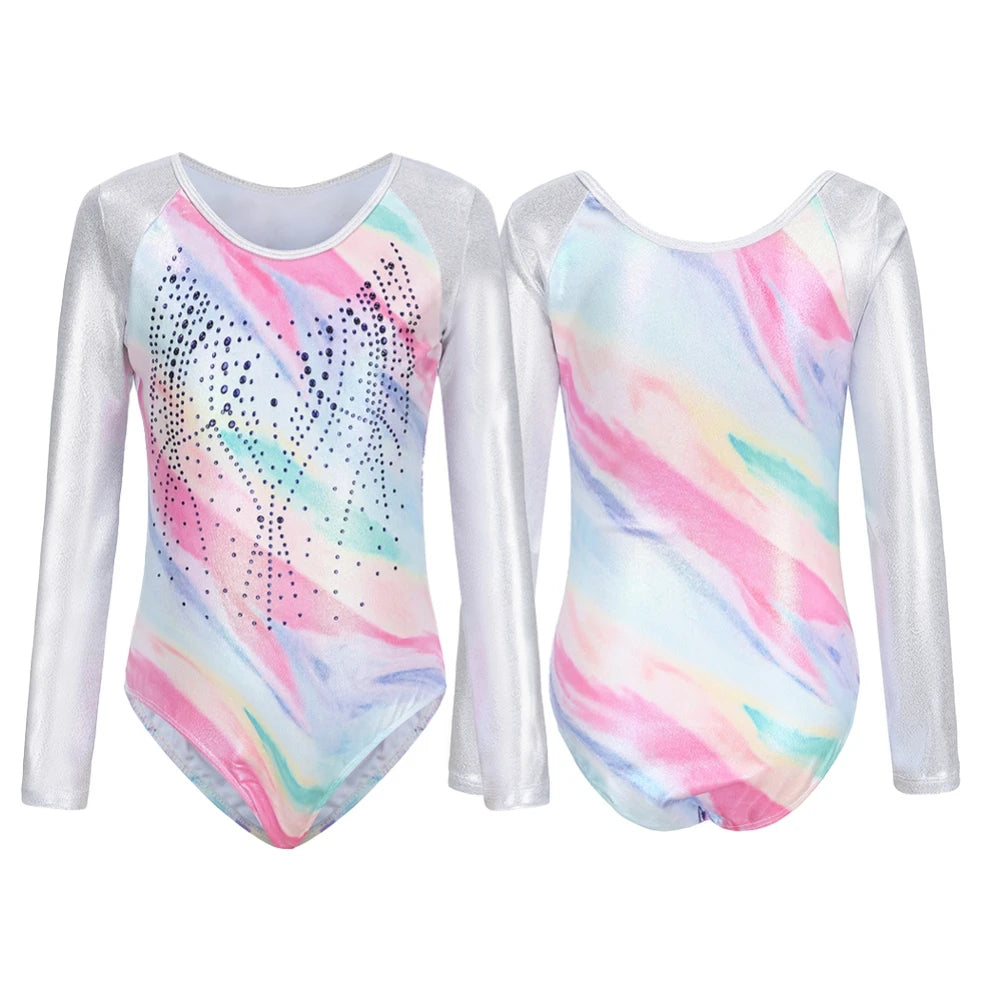 Girls' Rainbow Gradient Color Ballet Leotard