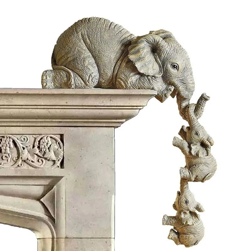 3pcs/Set Cute Elephant Figurines Elephant Holding Baby Decor