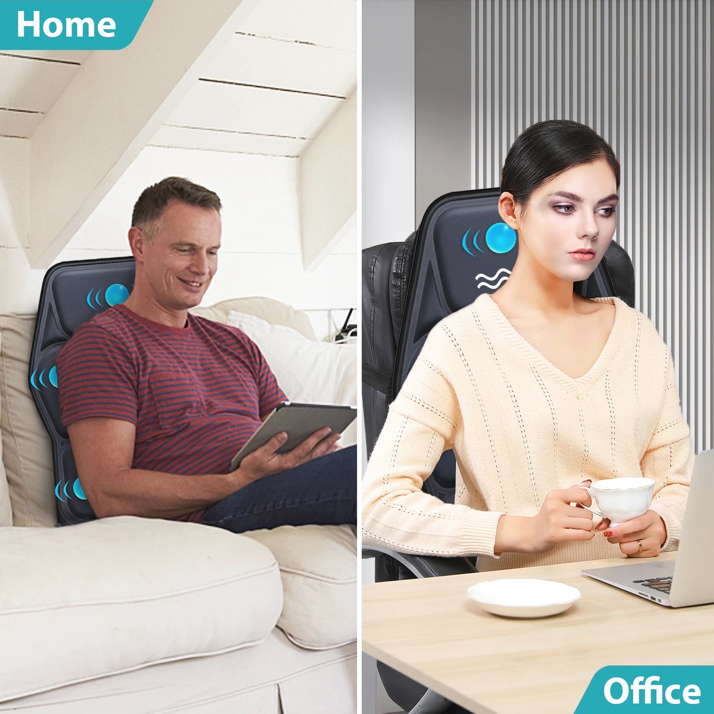 Massage Seat Cushion With Heating, With Adjustable Lumbar Support