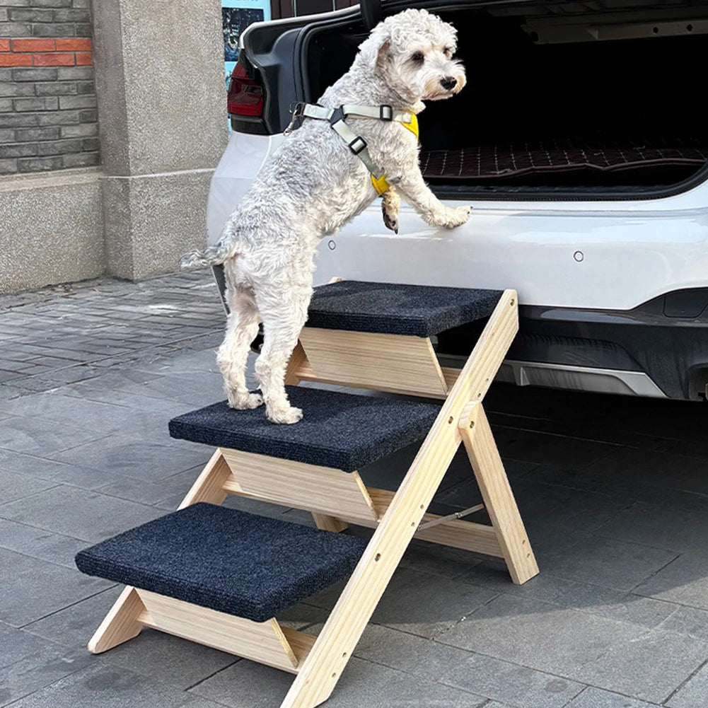 Outdoor Steps Dog Stairs Foldable Wooden Cat Climbing Ladder Non-slip Portable
