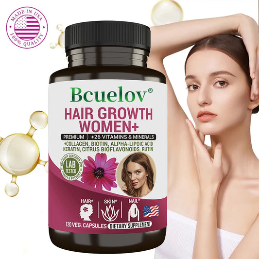 Women's Hair Supplement - Contains multivitamins, collagen, biotin, supports healthy hair, skin and nails,