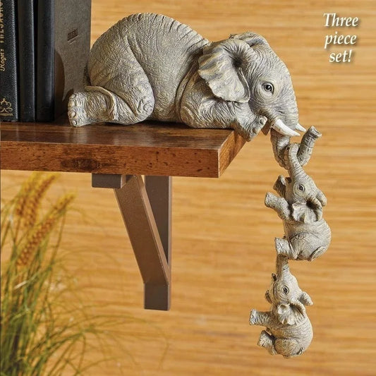 3pcs/Set Cute Elephant Figurines Elephant Holding Baby Decor