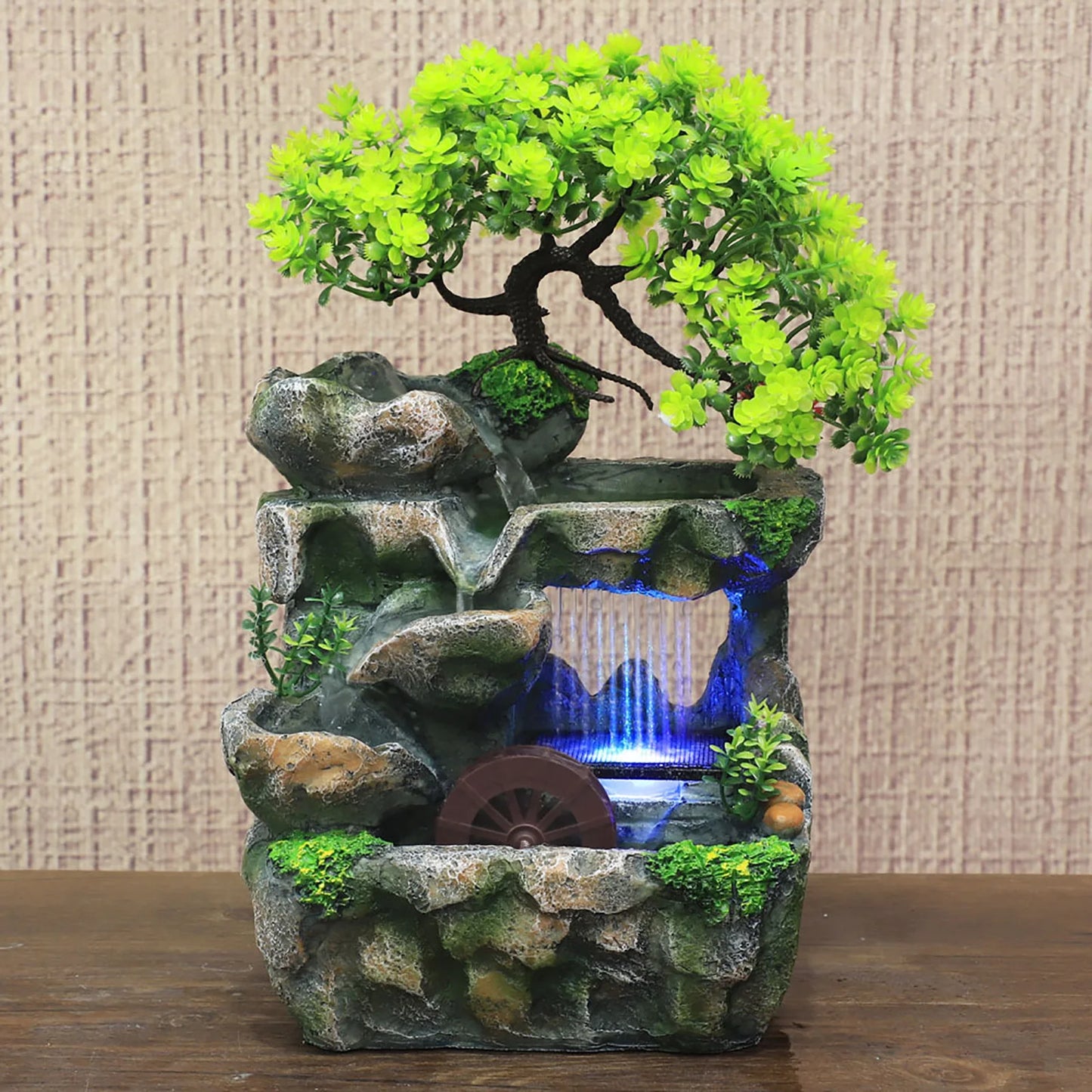 Indoor Room Fountain Waterfall Decor   Feature with Colour Changing LED Lighting Zen Meditation