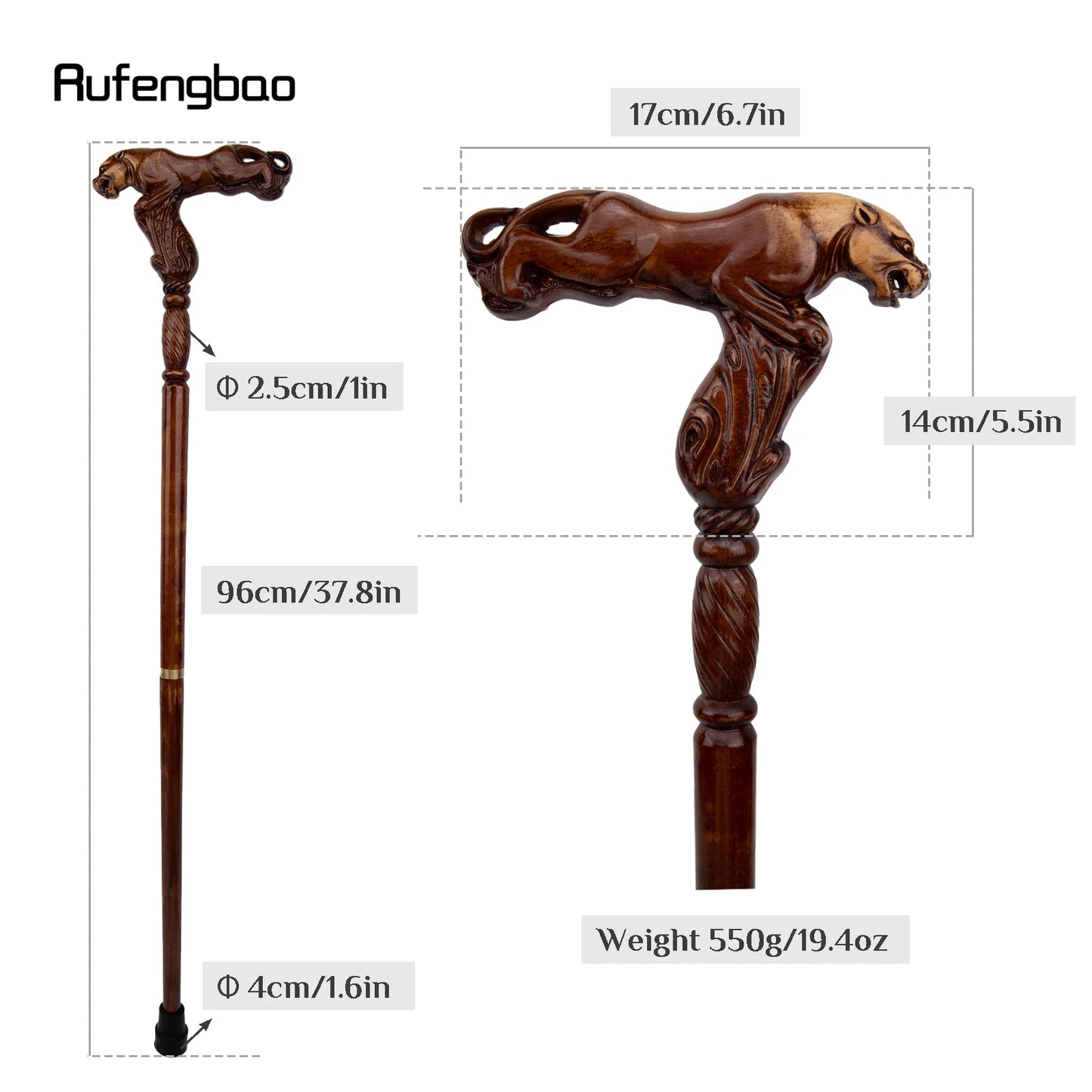 Leopard Brown Wooden Fashion Walking Stick for Hiking