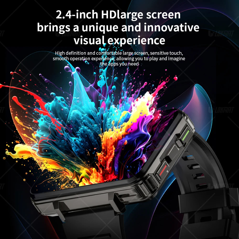 Android Watch Phone Square Big Screen Wifi 4G Calls Smartwatches Dual Camera,   Flashlight Gaming Watch