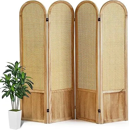 Room Divider 4 Panel, Folding Privacy Screen, Foldable Wood Divider