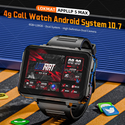 Android Watch Phone Square Big Screen Wifi 4G Calls Smartwatches Dual Camera,   Flashlight Gaming Watch