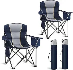 Durable Extra-Large Folding Camping Chair with Side Table for Outdoor Use
