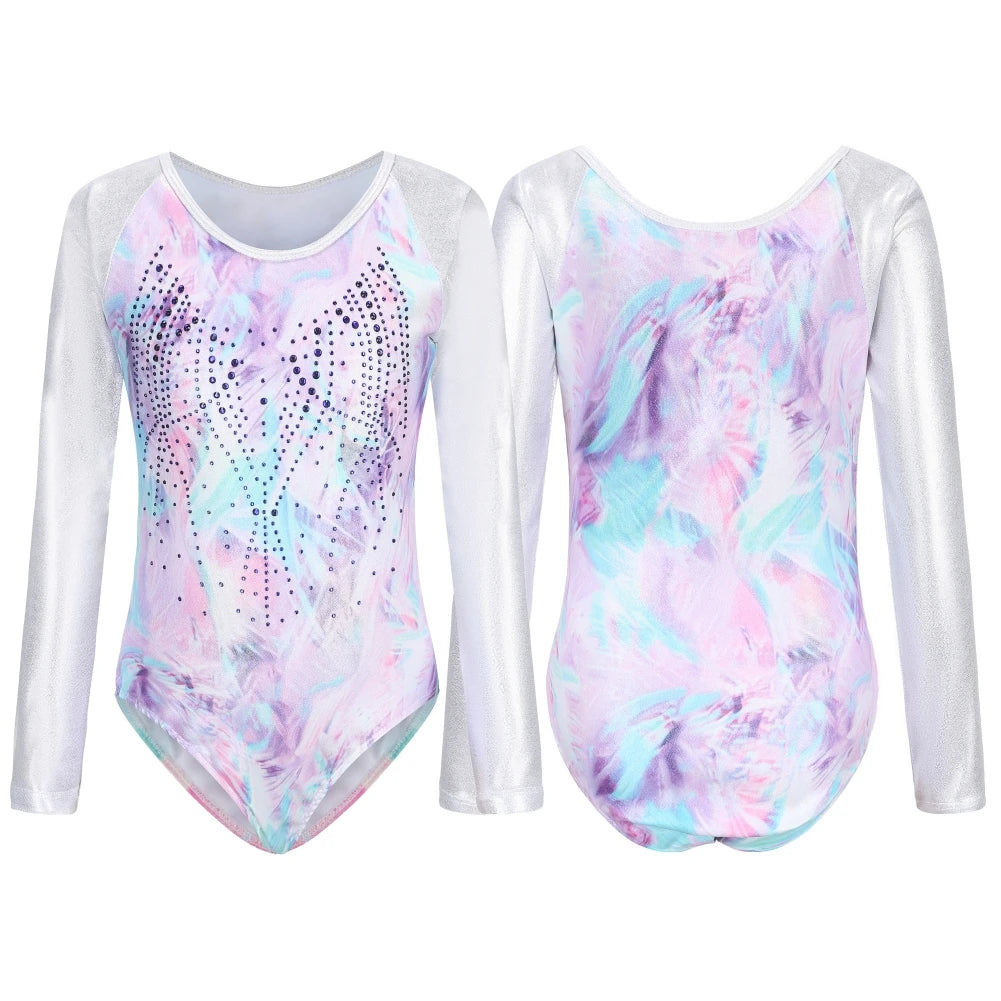 Girls' Rainbow Gradient Color Ballet Leotard