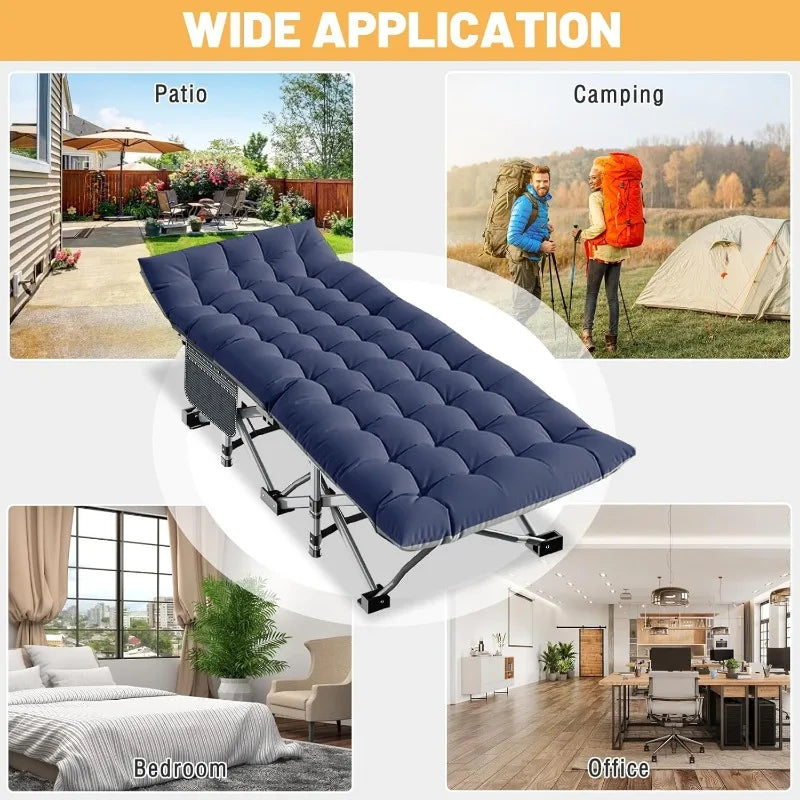 Folding Camping Cot with Mattress, 2 Pack Heavy Duty