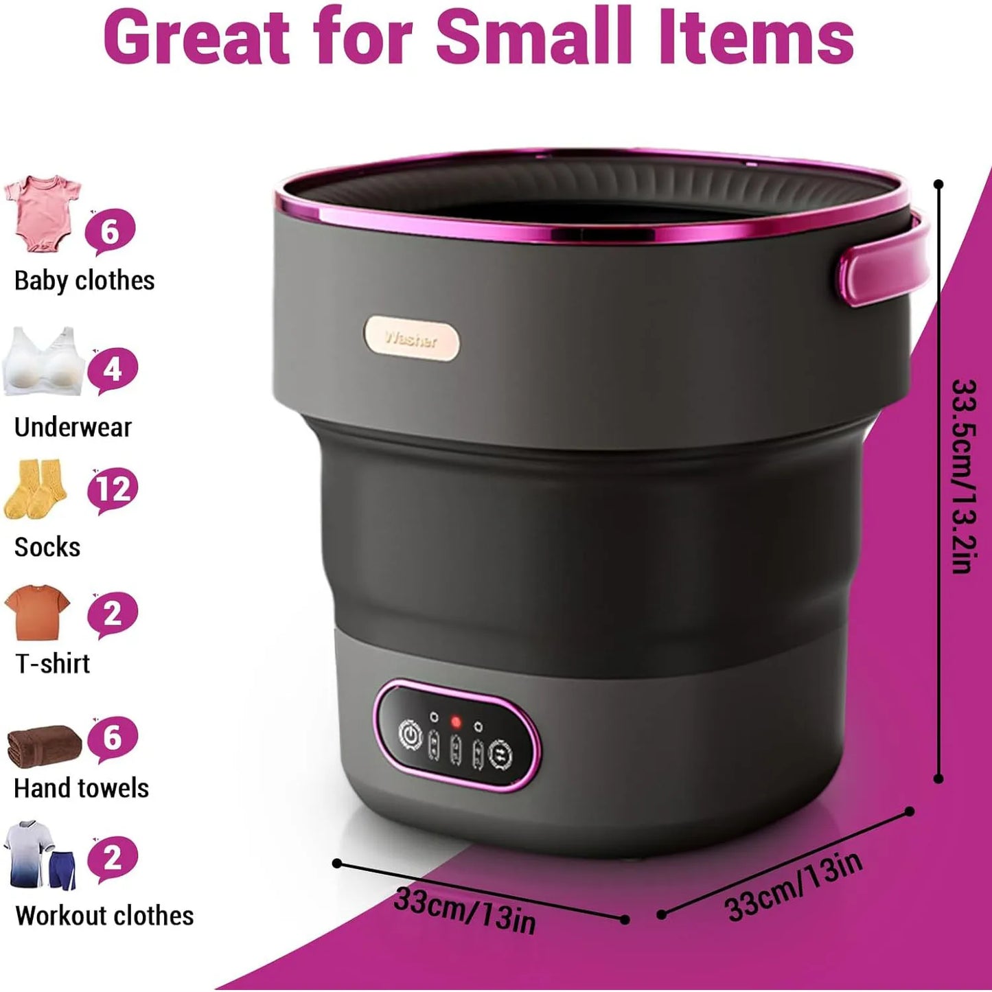 Portable Washing Machine 13L Foldable Mini Washer