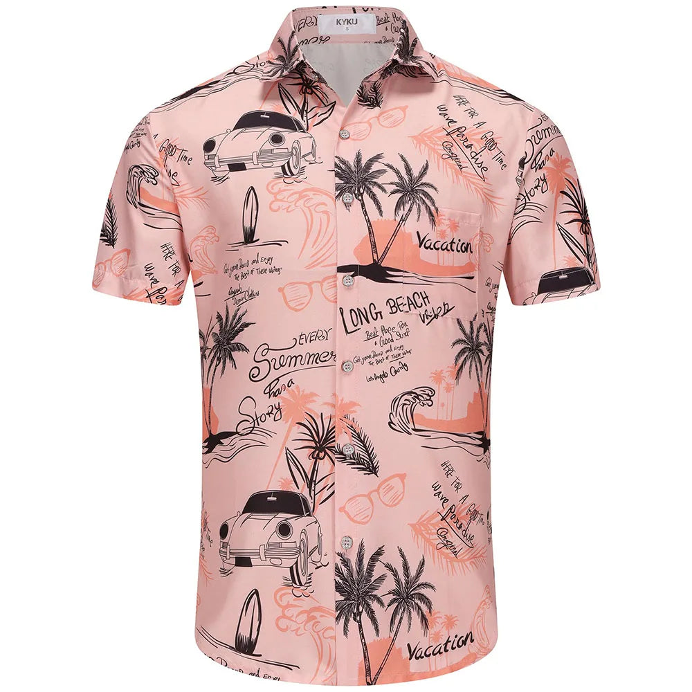 KYKU Hawaiian Shirt for Men -  Summer Clothes with Pockets