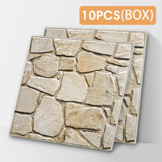 Easy to Install, 30 x 30 cm, 10 pcs, 3D PVC Faux Stone Waterproof Wall Panel, Adhesive Wallpaper, Living room, Wall Decoration
