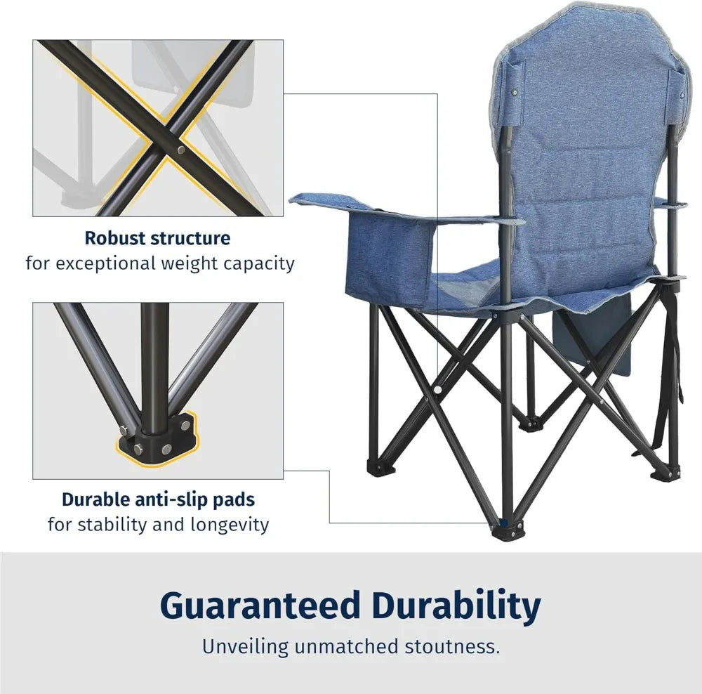 Oversized Camping Chair | Heavy Duty  Cup Holder & Side Pocket | Ideal for Camping