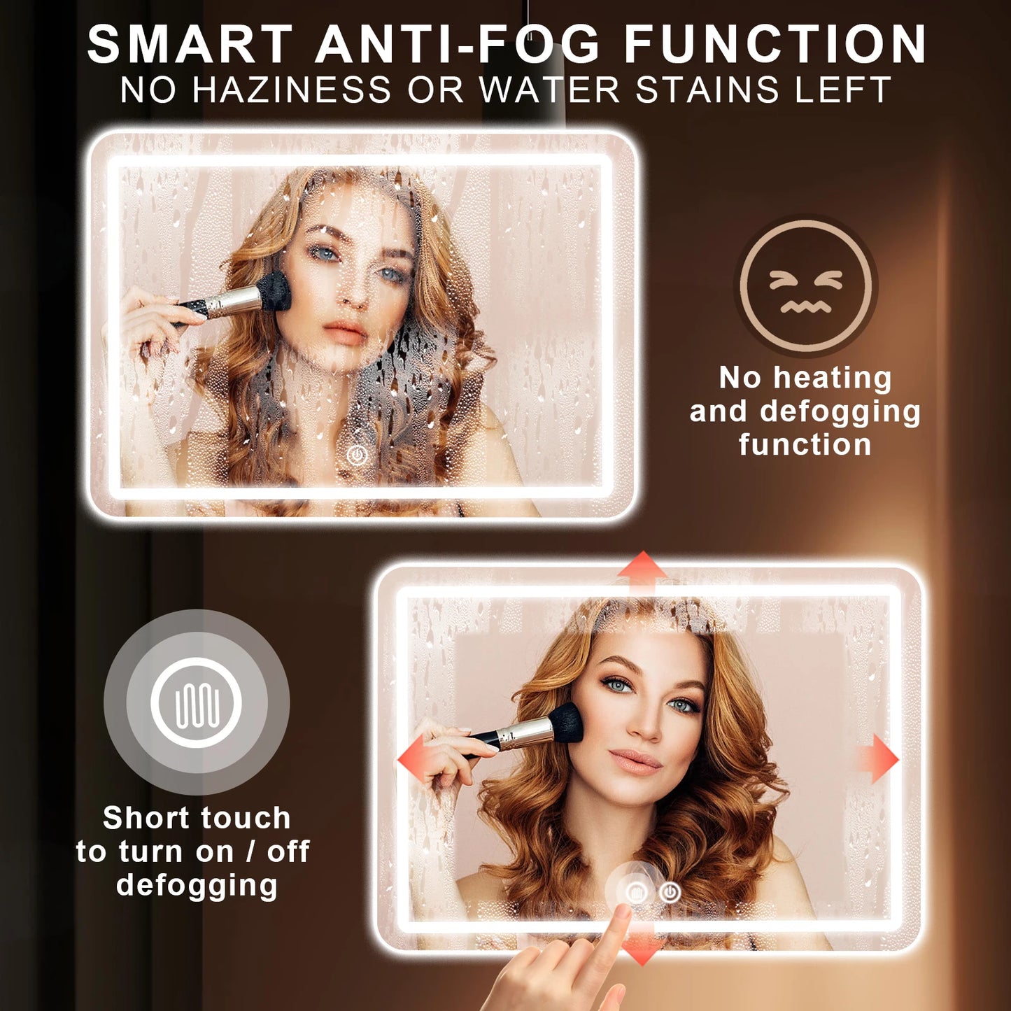 32x40 inch LED Bathroom Mirror Vanity Mirrors with Backlit Lights Fogless