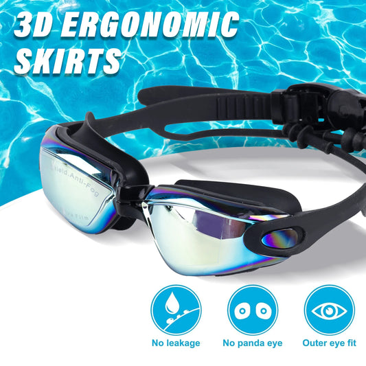 4pcs Professional Swimming Goggles   Adjustable Strap & Nose Bridge,