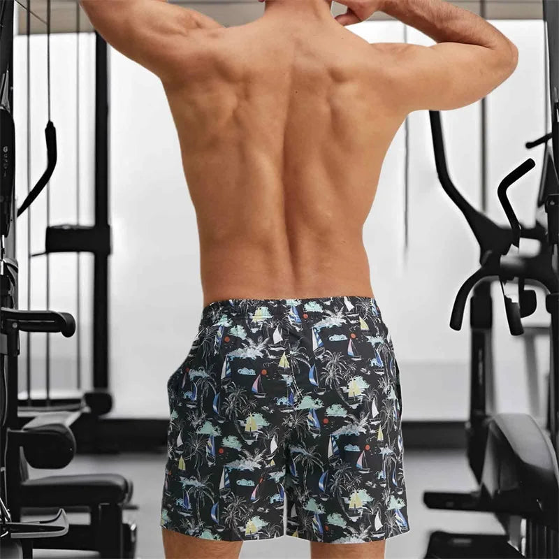 Men s Swim Trunks Quick Dry Beach Shorts with Drawstring Elastic Waistband
