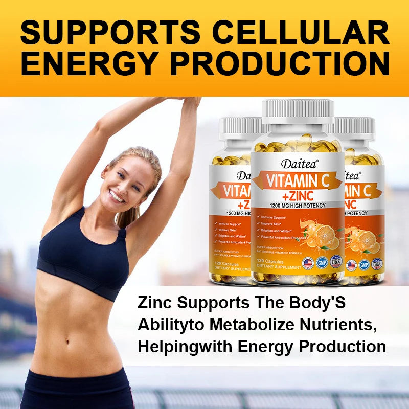 Vitamin C + Zinc Capsules - Immune System Booster Antioxidant