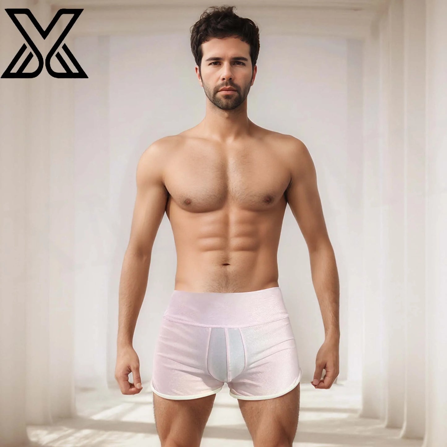 Men's hip lifting beach pants, swimming trunks,