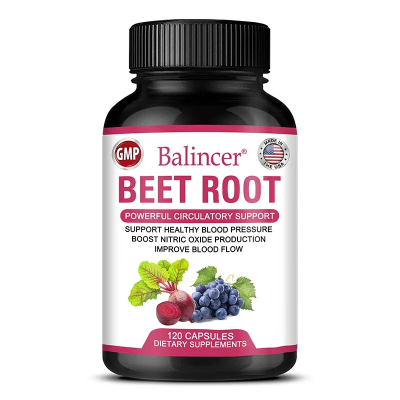 Organic Beet Root Powder Extract + Black Pepper, Vitamin and Mineral Supplement, Blood Circulation, Blood Pressure Health
