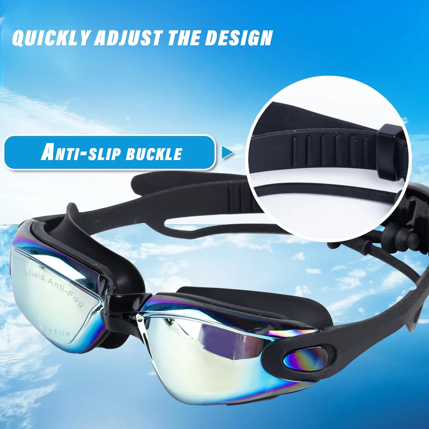 4pcs Professional Swimming Goggles   Adjustable Strap & Nose Bridge,