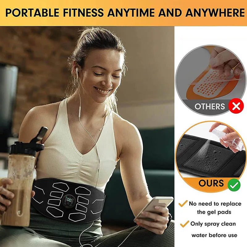 Abdominal Trainer Belt Muscle Stimulator Toner Waist Belly Workout Massager