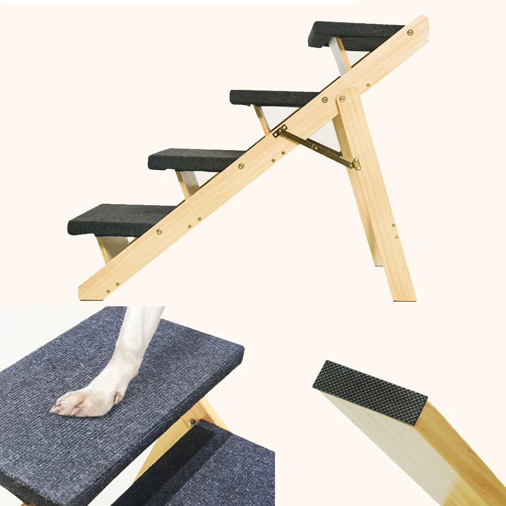 Outdoor Steps Dog Stairs Foldable Wooden Cat Climbing Ladder Non-slip Portable