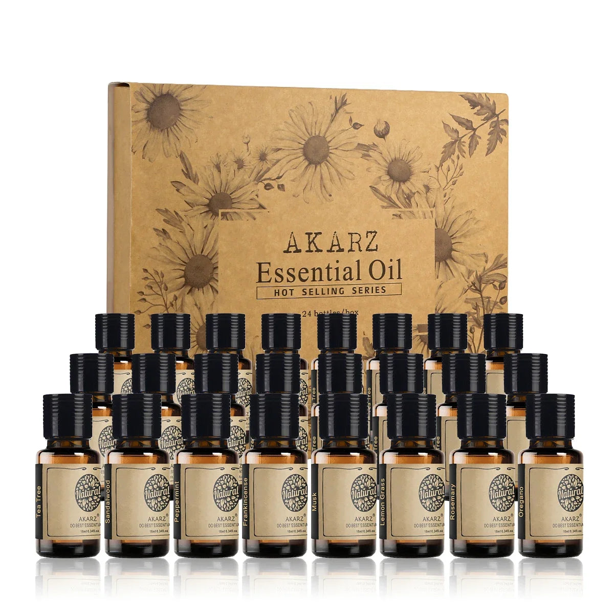 24 Set Tea Tree,Lavender,Sandalwood,Rose,Patchouli,Musk,Ylang,Rosemary,Neroli,Peony,Vanilla,Neroli Lily Essential Oil