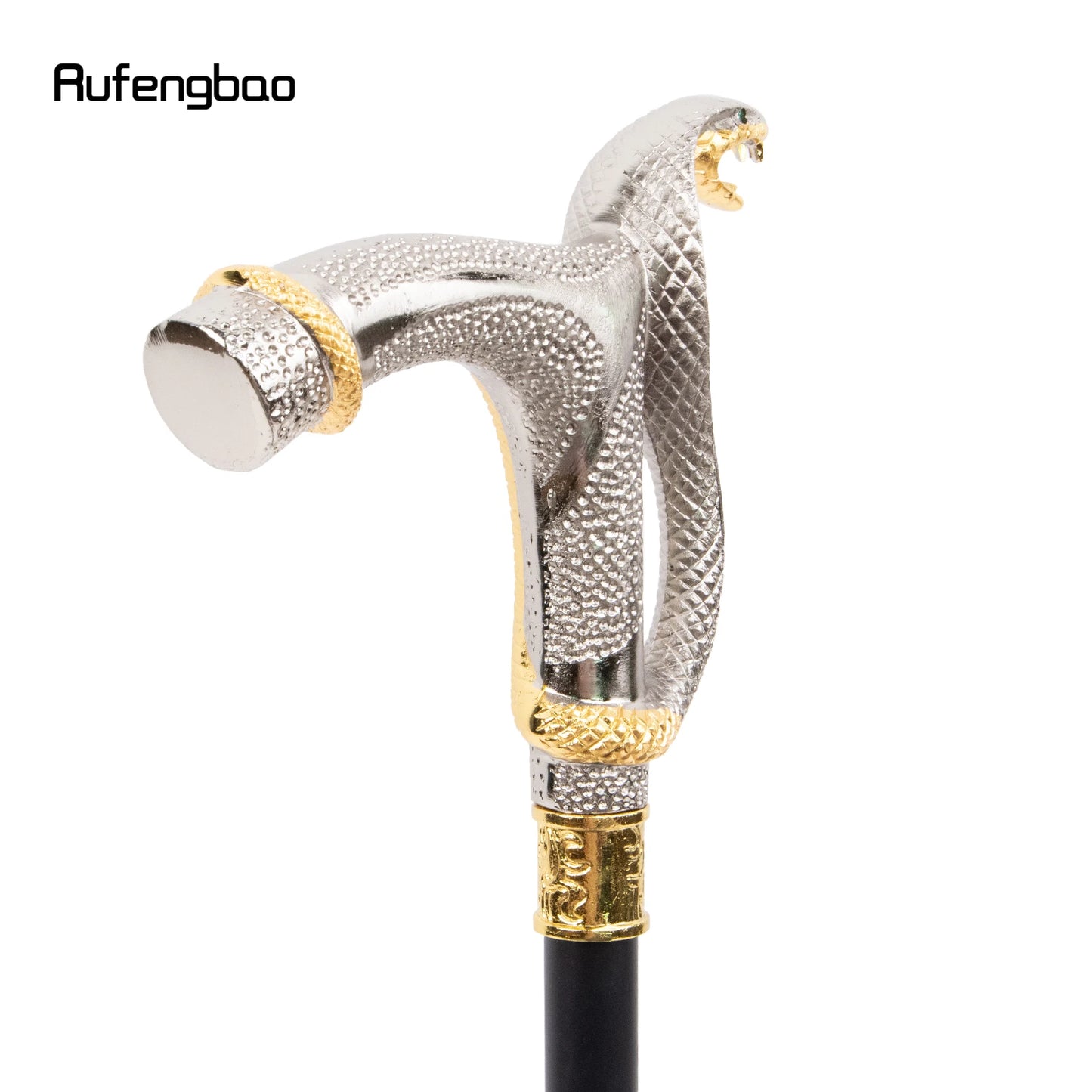 White Golden Cobra Head Fashion Walking Stick