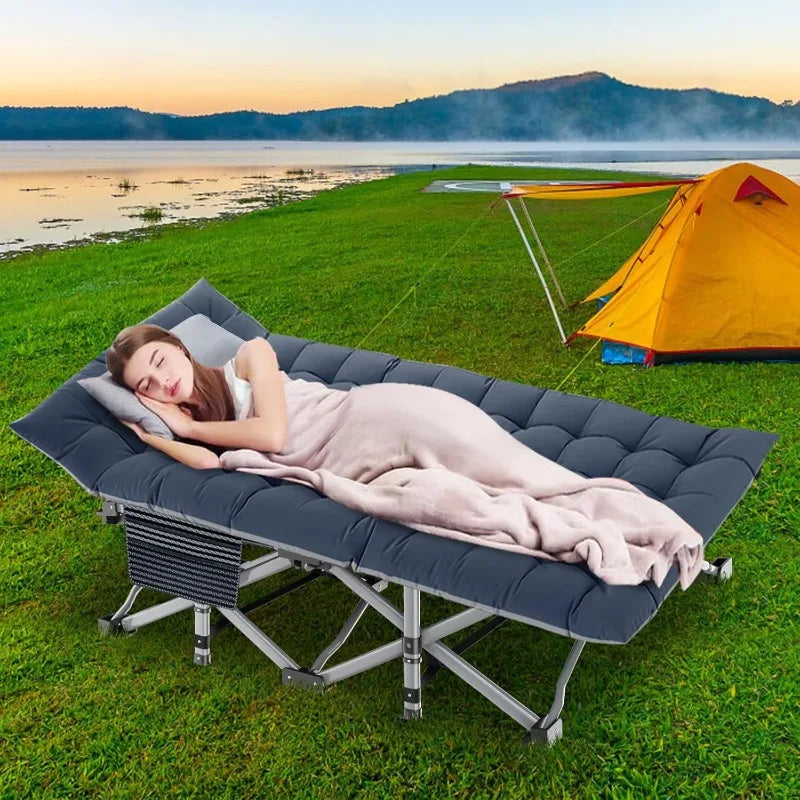 Folding Camping Cot with Mattress, 2 Pack Heavy Duty