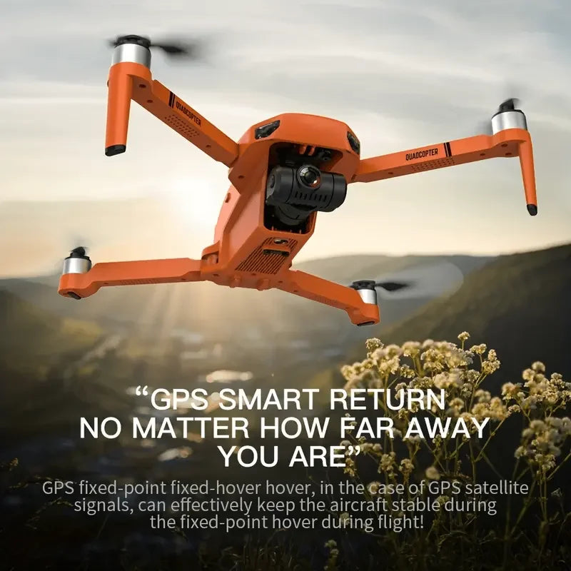 4K HD GPS Drone with Dual Camera 2-Axis  , Foldable Quadcopter Toy for Adults and Kids