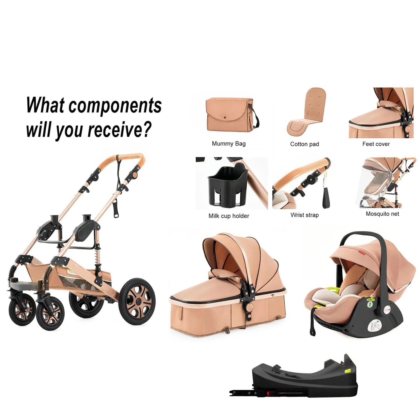 Baby Stroller Combo Car Seat,Baby Travel System with Isofix Base,