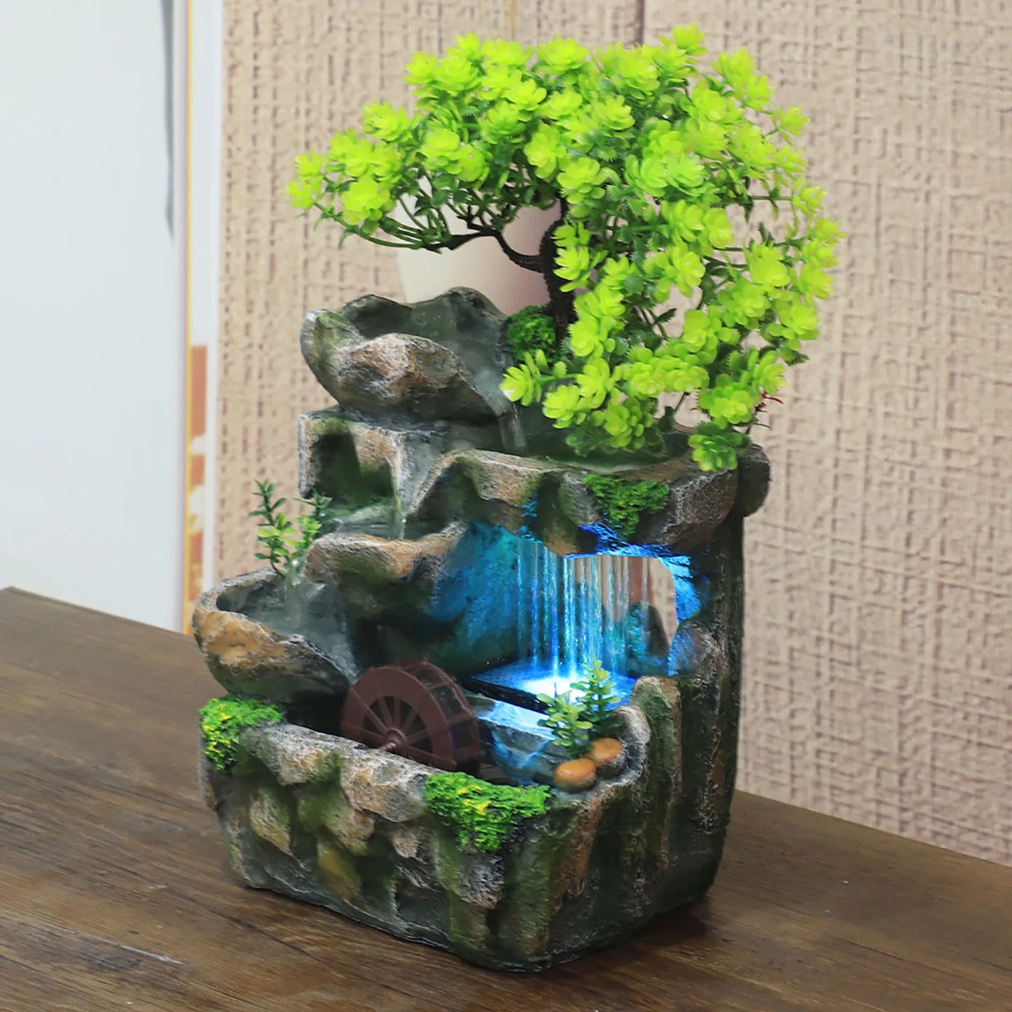 Indoor Room Fountain Waterfall Decor   Feature with Colour Changing LED Lighting Zen Meditation